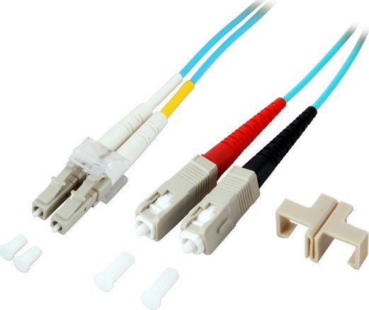 EFB LWL Kabel Duplex Jumper LC-SC 50/125 OM3 1 Meter LSZH bezhalogenowy woda 2.0mm sprawdzony z protokołem pomiarowym