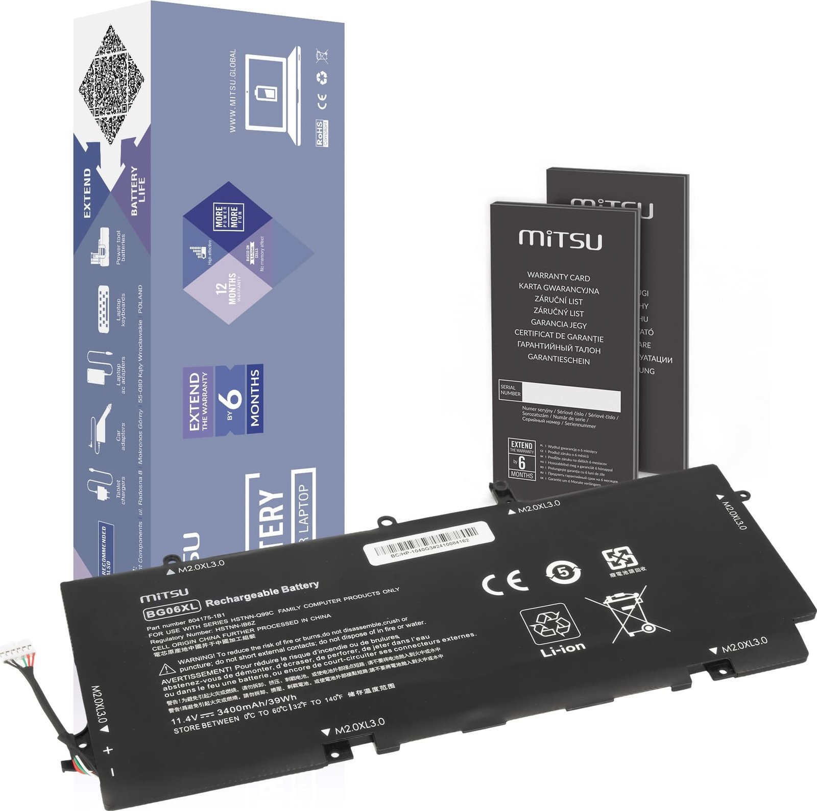 Bateria Mitsu do HP EliteBook Folio 1040 G3