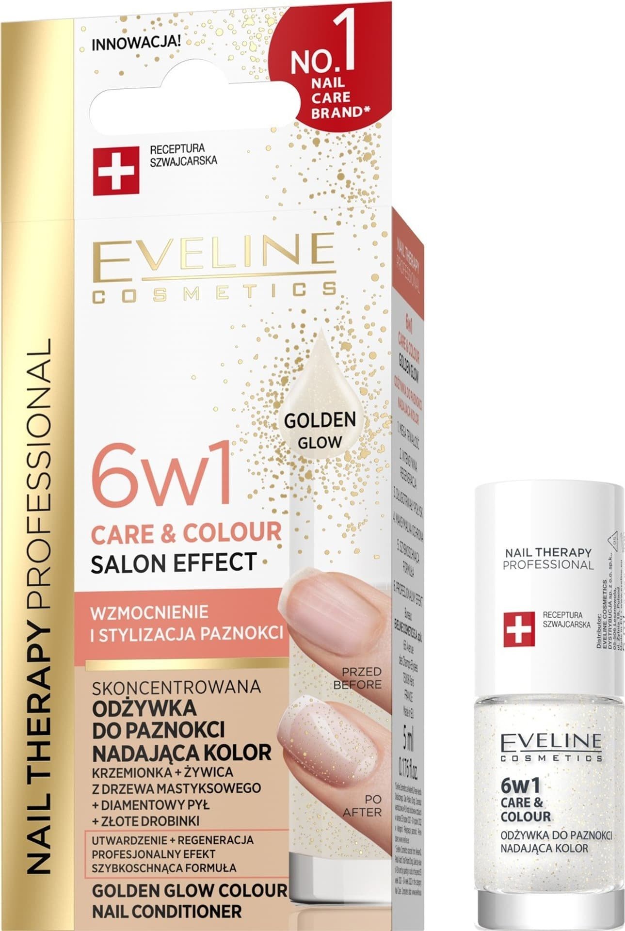 EVELINE KOLOROWKA EVELINE KOL Odżyw d/pazn CARE&COLOUR 6w1 Golden G