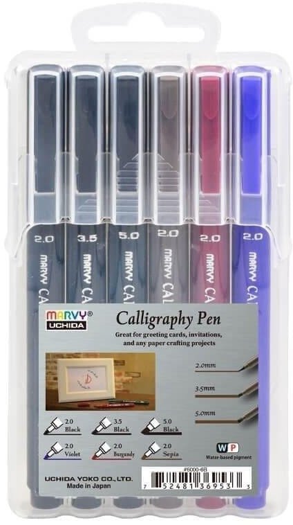 Cienkopisy kaligraficzne 3 grubości 6szt