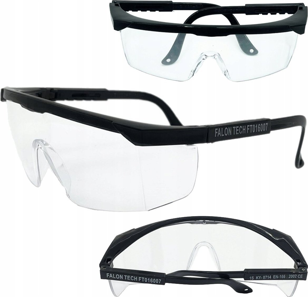 Falon-Tech OKULARY OCHRONNE GOGLE ROBOCZE BEZBARWNE BHP REGULOWANE ANTYODPRYSKOWE