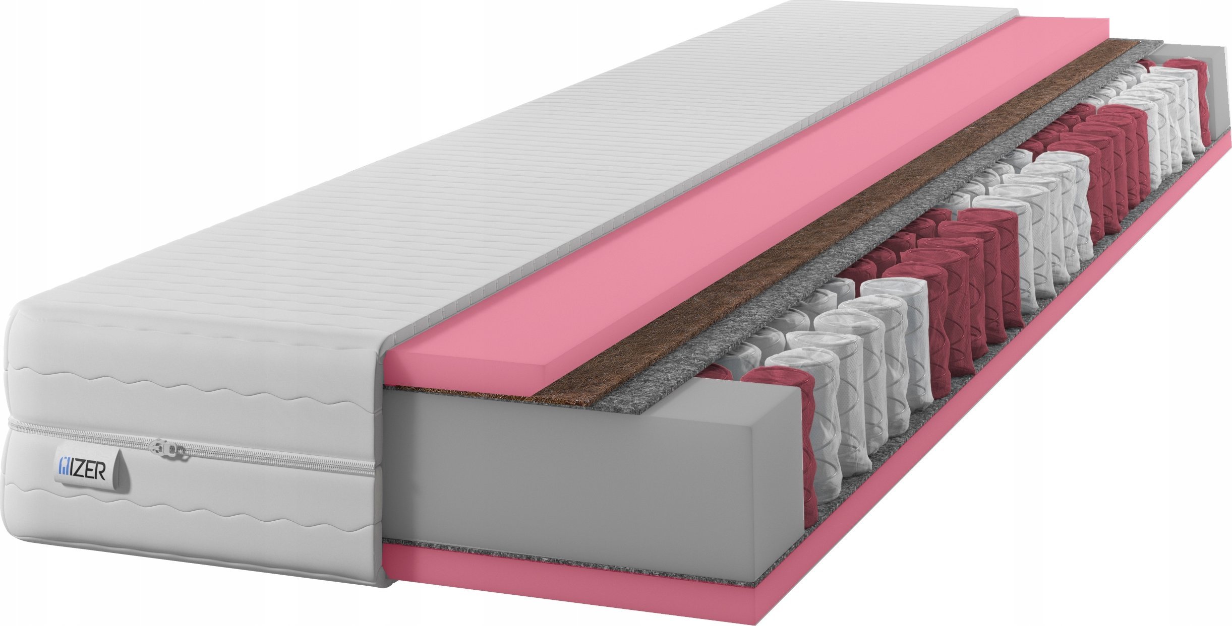 Materac sprężynowy HR GOLD+ 80x200 22cm | KOKOS | Dwustronny H3/H4 | 7 stref | Rdzeń ze sprężyn kieszeniowych | Pikowany pokrowiec