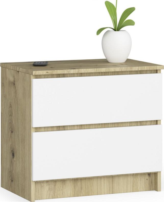 Fabryka Mebli Akord Komoda do salonu K 60 cm 2 szuflady - dąb artisan-biała