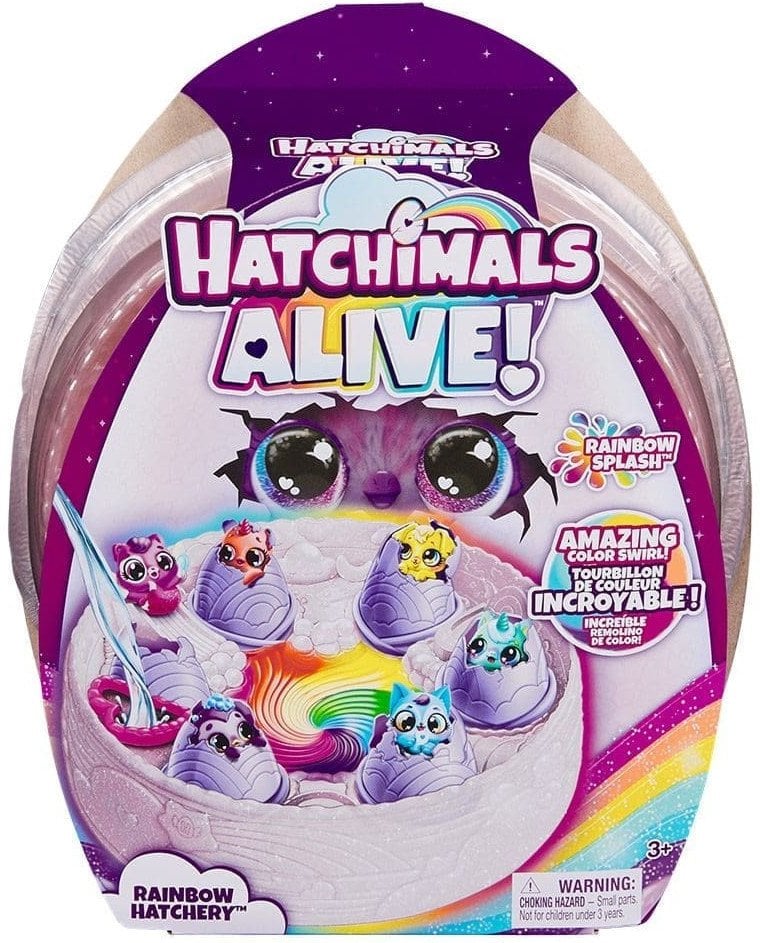 HATCHIMALS ALIVE! RAINBOW HATCHERY ZESTAW 6 FIGUREK W JAJKACH + AKCESORIA