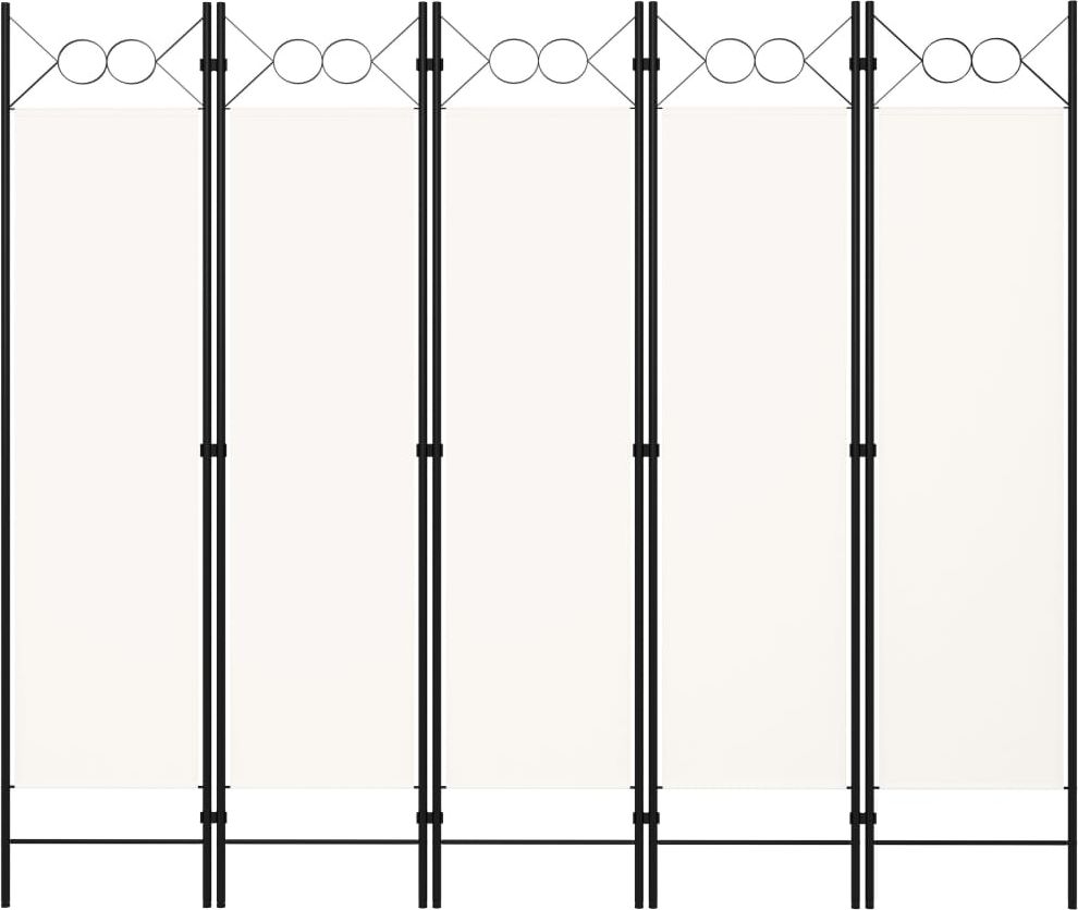 vidaXL Parawan 5-panelowy, biały, 200 x 180 cm