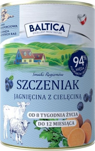 Baltica Mokra karma dla szczeniaka BALTICA Jagnięcina z Cielęciną 400g