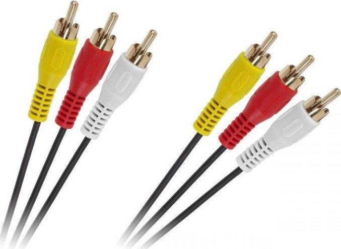 Kabel RCA (Cinch) x3 - RCA (Cinch) x3 2m czarny (KPO2664-2)