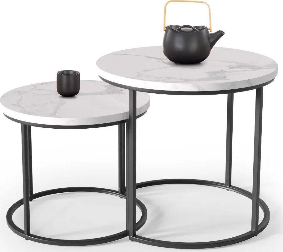 Halmar Zestaw 2 stolików OREO biały marmur HALMAR