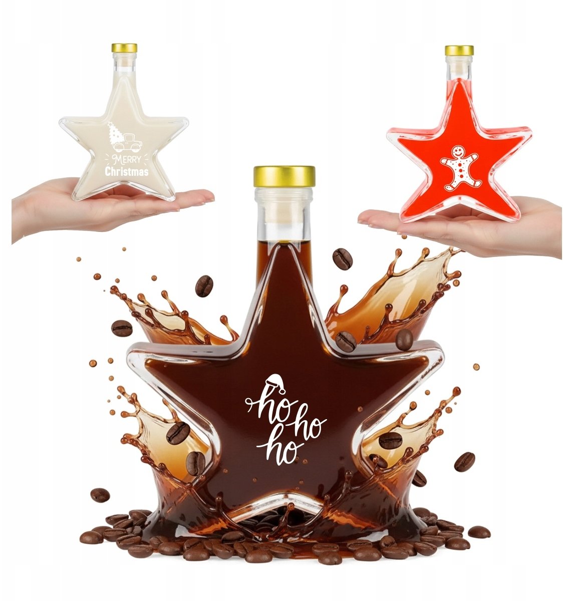 Bimberek Butelka ŚWIĄTECZNA GWIAZDKA 200 ml Z NADRUKIEM na nalewki likier