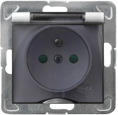 Ospel Gniazdo Impresja bryzgoszczelne z uziemieniem i przesłonami białe (GPH-1YZP/m/00/d)