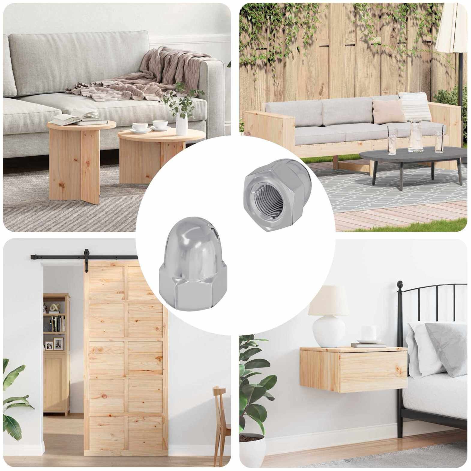 vidaXL Nakrętka 2 pcs Srebrny M6 x 10 mm Żelazo