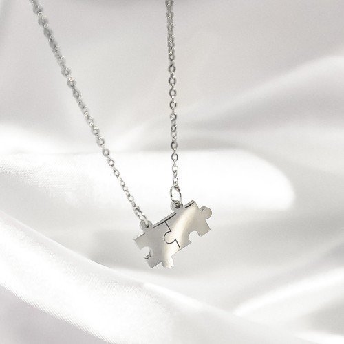 OTIEN Naszyjnik damski Puzzle srebrny na prezent