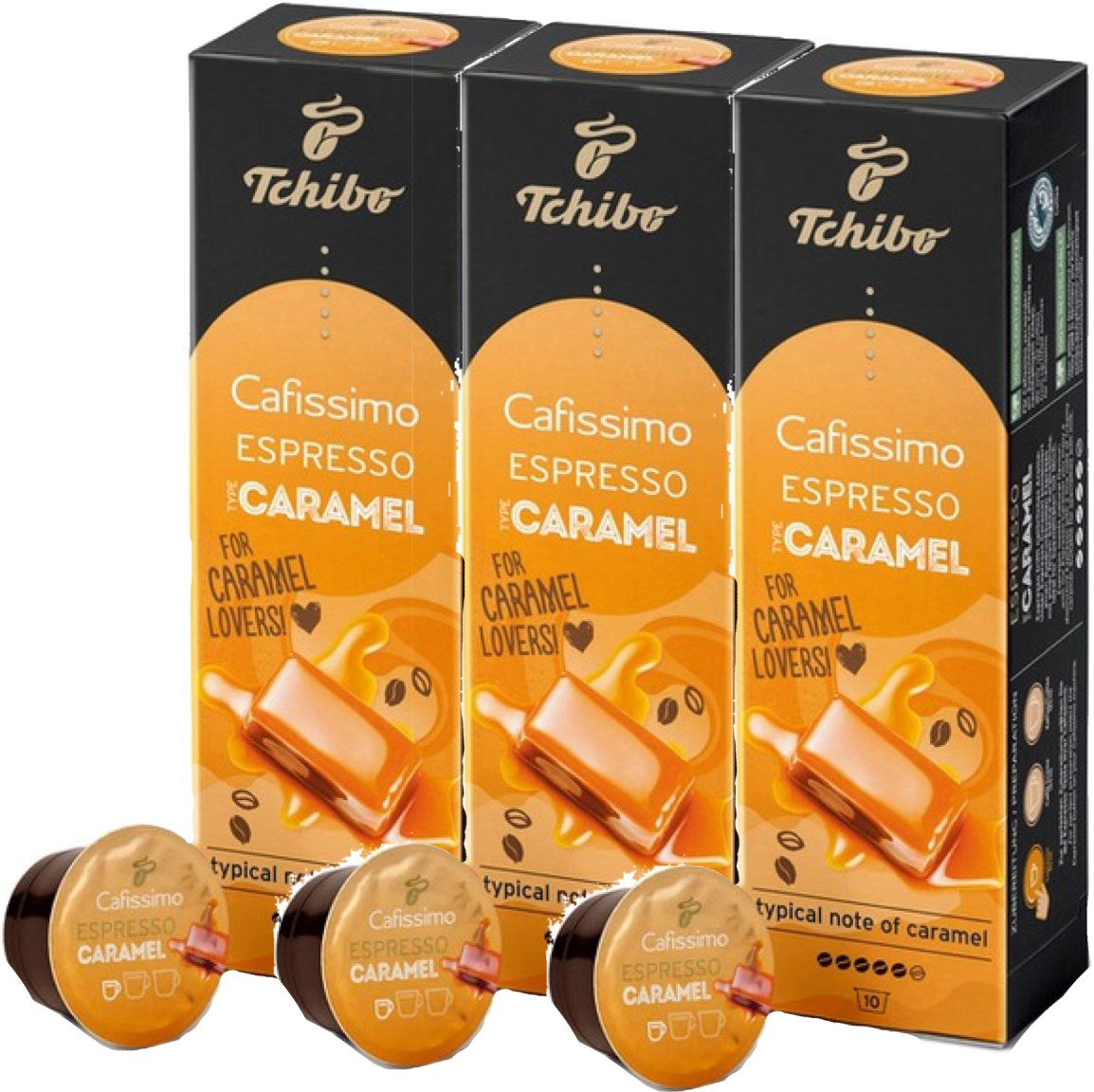 Tchibo Cafissimo Espresso Caramel Karmel Kawa 10x3 Kapsułek Arabika Zestaw