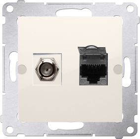 Kontakt-Simon Gniazdo antenowe i komputerowe Simon 54 typu F i RJ45 kat. 6 krem (DASFRJ45.01/41)