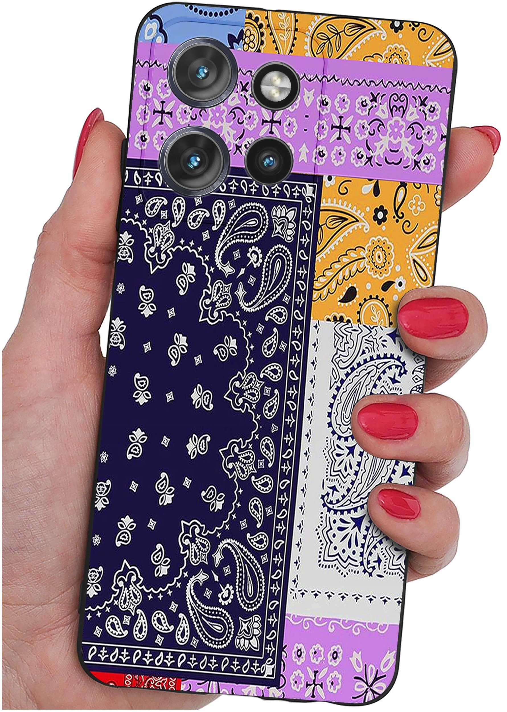 Etui do Motorola Moto EDGE 50 Neo WZORY |SILIKONOWE MATT CASE + SZKŁO 9H