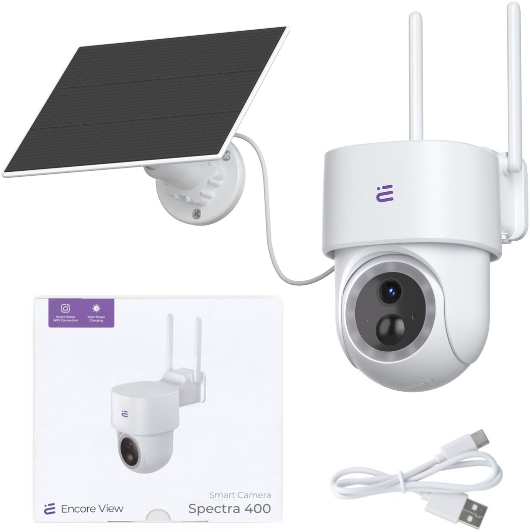 Nowa inteligentna kamera Starlight WiFi + Panel Solarny 3W USB-C PTZ 4Mpx FHD IP65 Spectra 400 Encore View