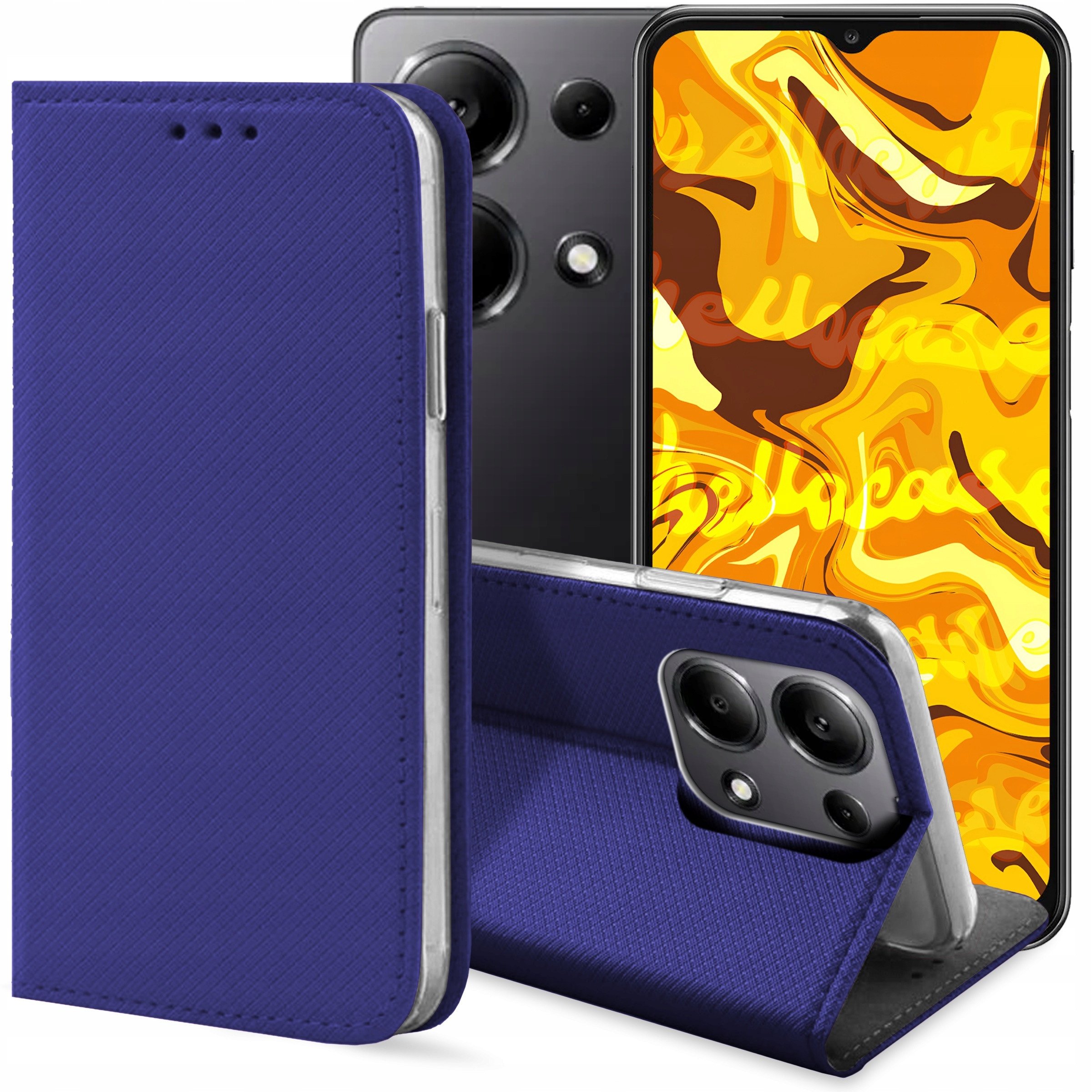 ETUI Z KLAPKĄ DO XIAOMI REDMI NOTE 13 PRO 4G / POCO M6 PRO GRANATOWE KABURA