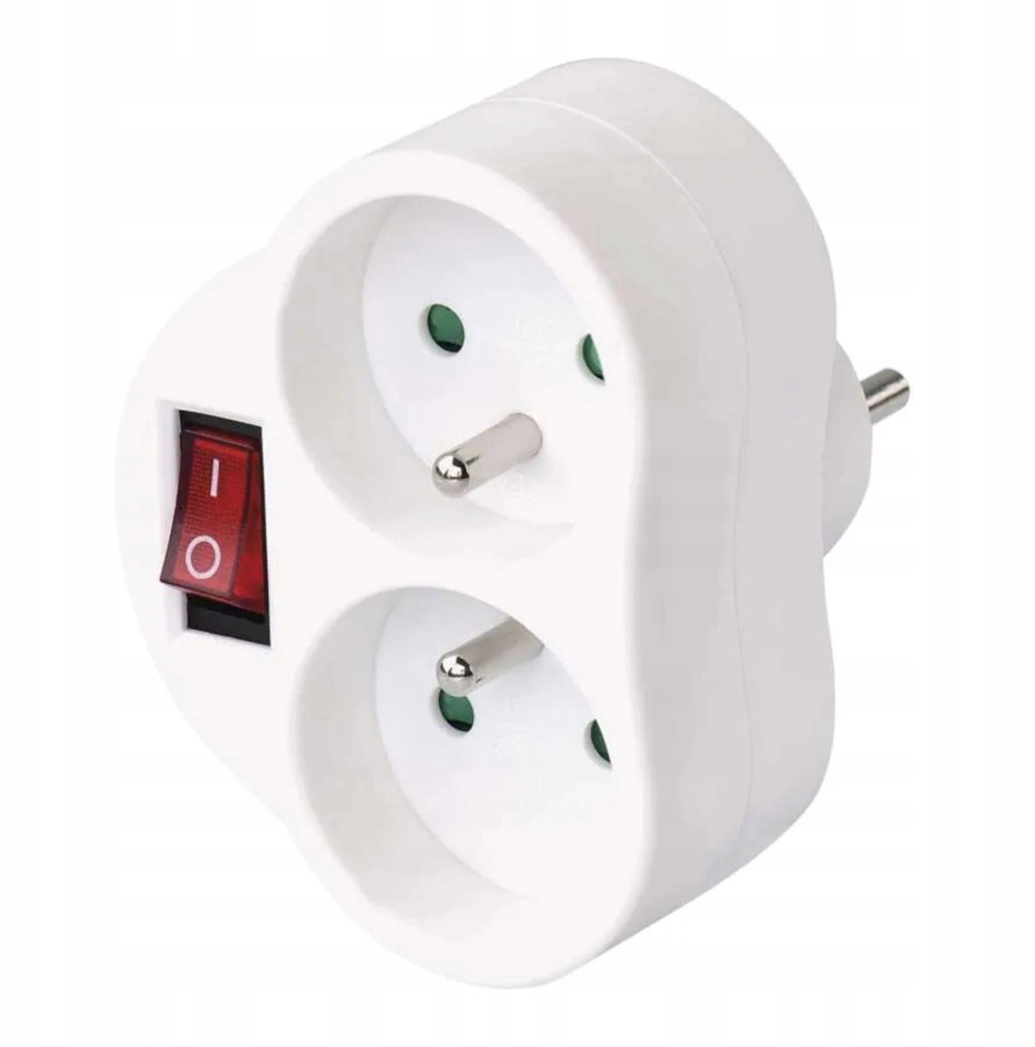 Rozgałęźnik 2-gniazdowy - 2x2P+Z z podświetleniem, z wyłącznikiem, z uziemieniem, biały / 12086