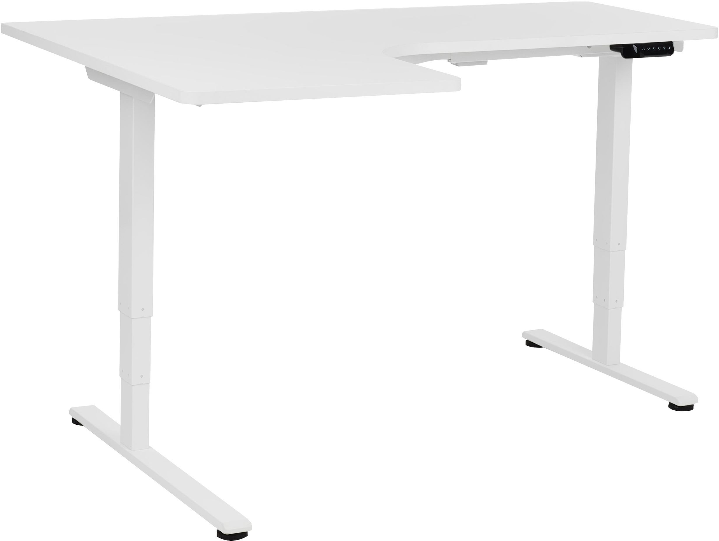 Biurko Beliani Biurko narożne lewe regulowane elektrycznie 160 x 59 cm białe DESTINES