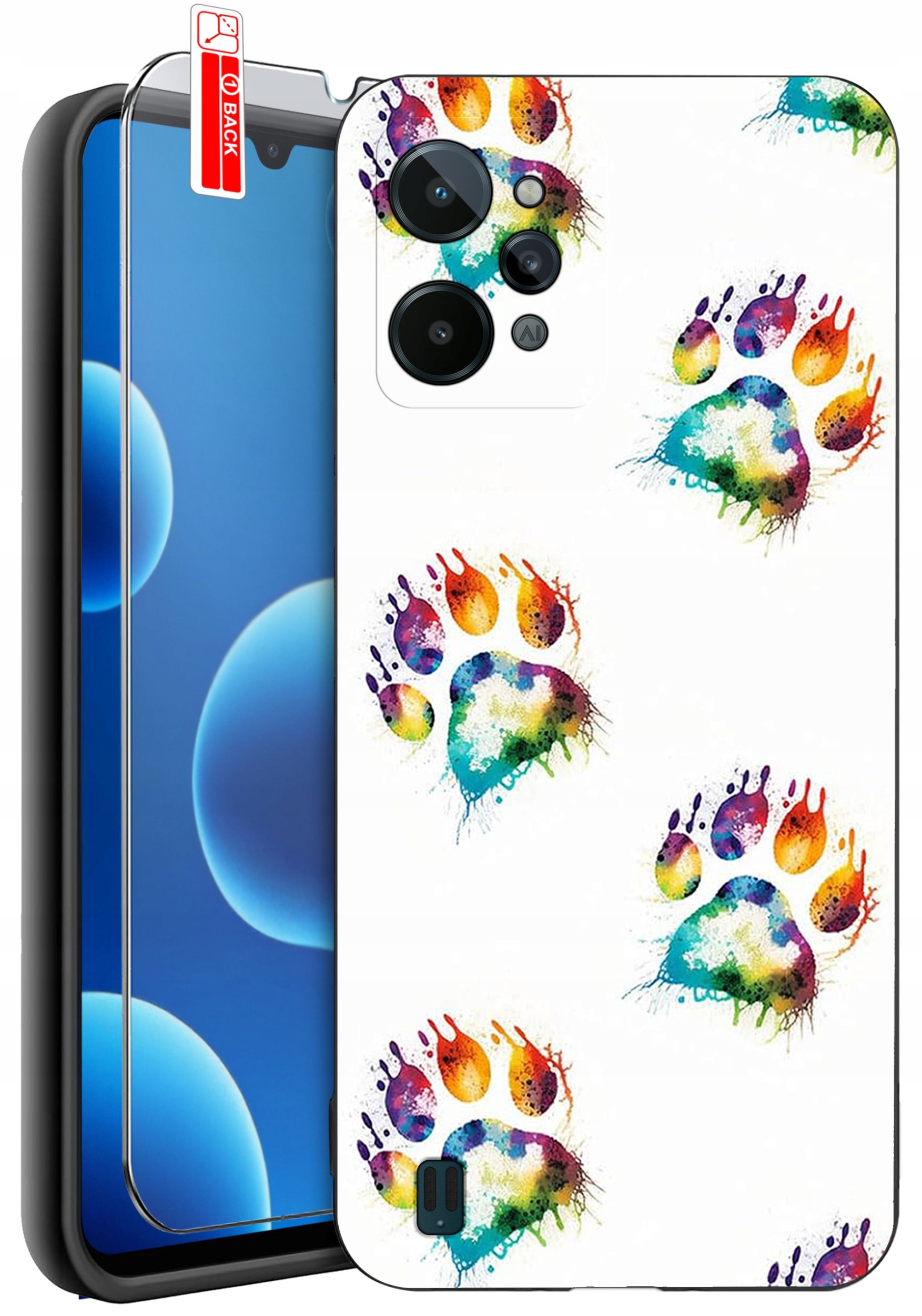 ETUI do Realme C31| WZORY | SILIKONOWE MATT CASE + SZKŁO 9H