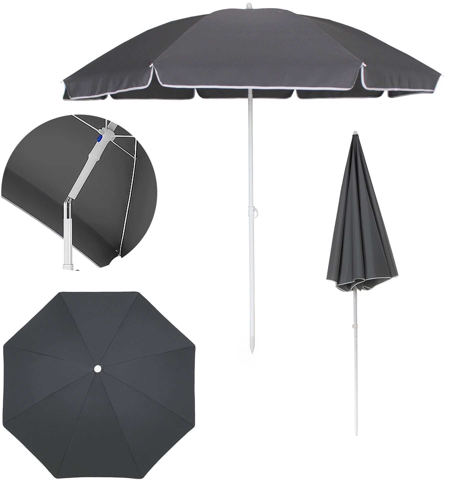 Extralink BLACK FOREST PARASOL PLAZOWY SKLADANY 1.8M SZARY L-0707