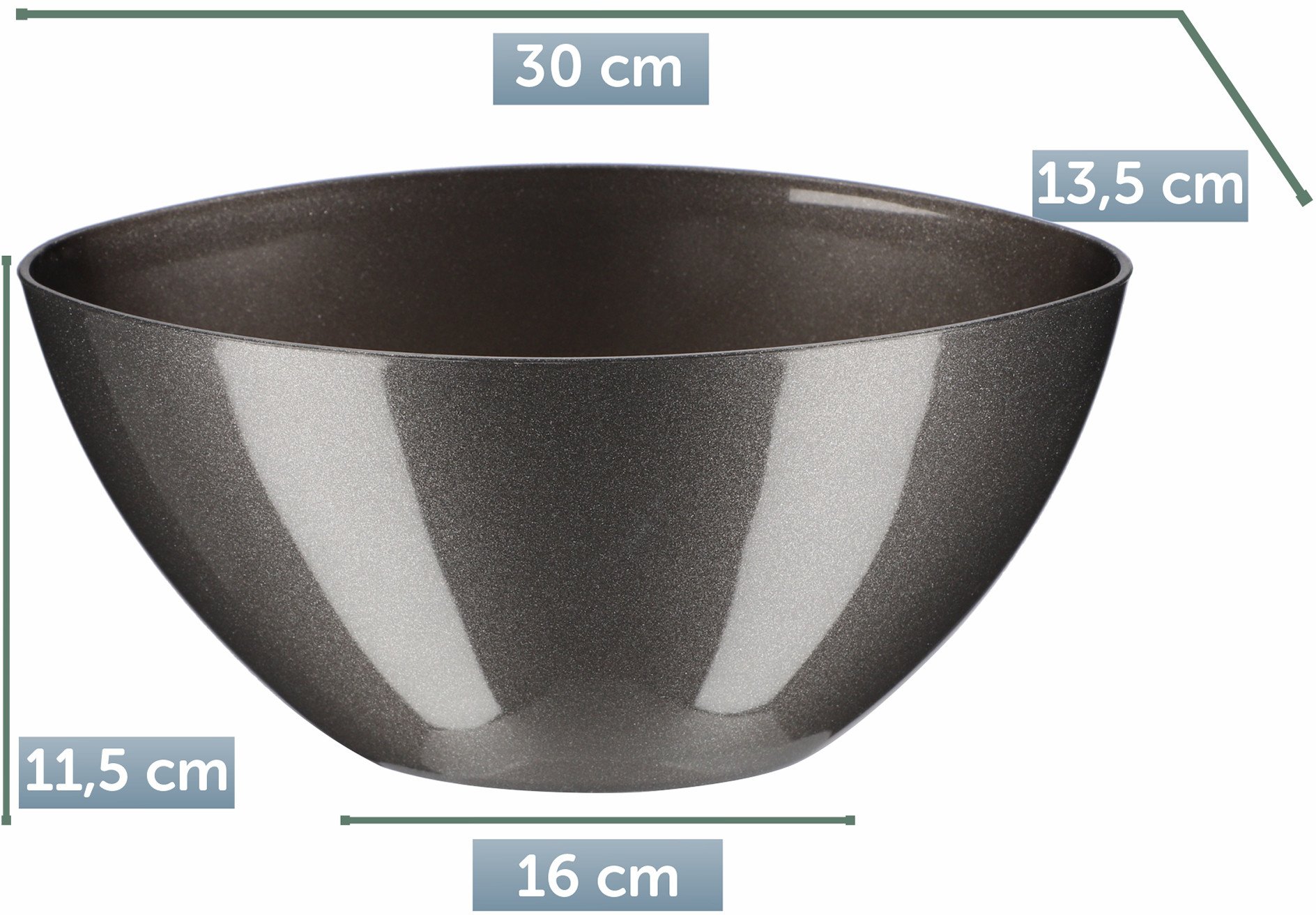 KADAX Doniczka Donica Na Kwiaty 30cm Osłonka Owalna Kwietnik Plastikowa Grafitowy