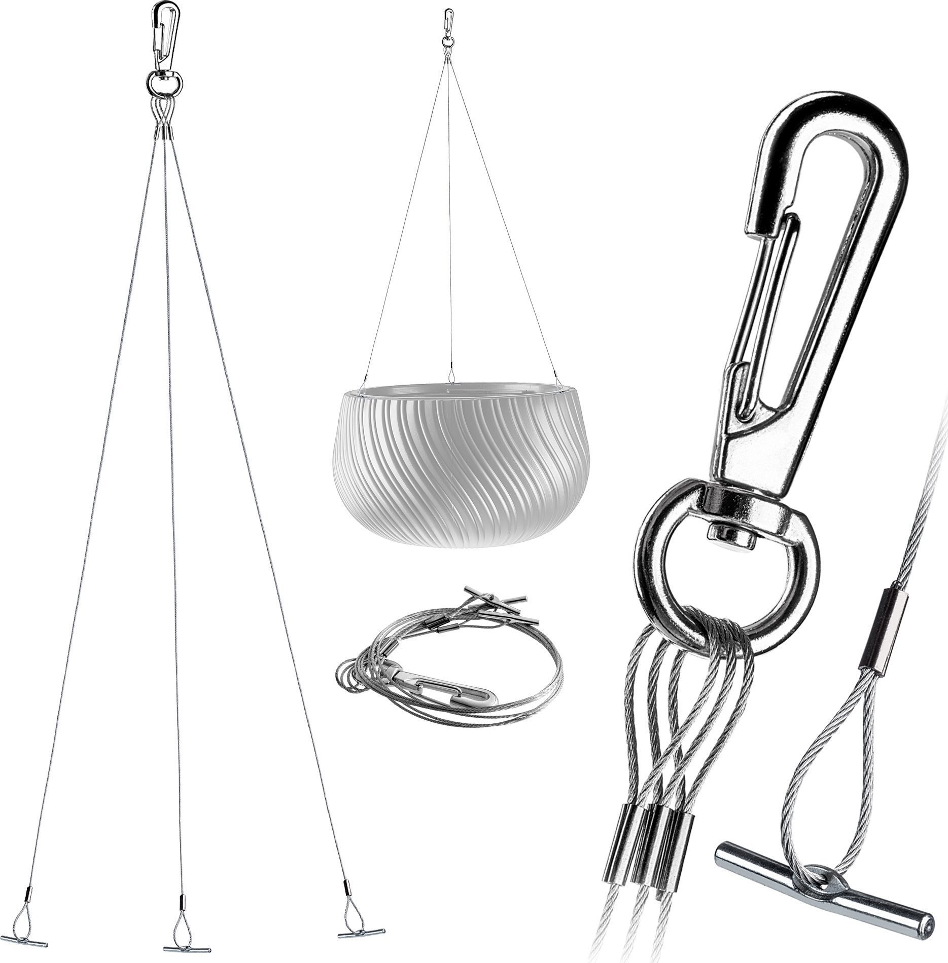 Kadax KADAX Wieszak metalowy Na Kwiaty Doniczkę Donice Potrójny Do Ogrod Linki Stalowe