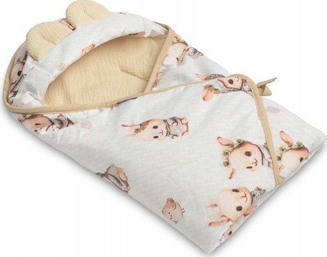 Sensillo OTULACZ MUŚLINOWY DO FOTELIKA - KRÓLICZKI BEŻOWY