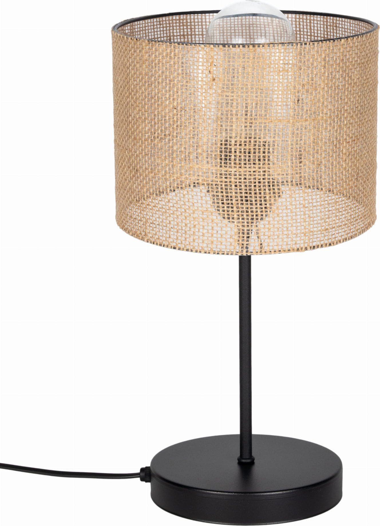 Lampa stołowa Solar Lampka nocna gabinetowa BOHO len czarna