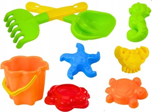 Hemar Zestaw Do Piasku Wiaderko Sitko Foremki 8 El Kolorowy