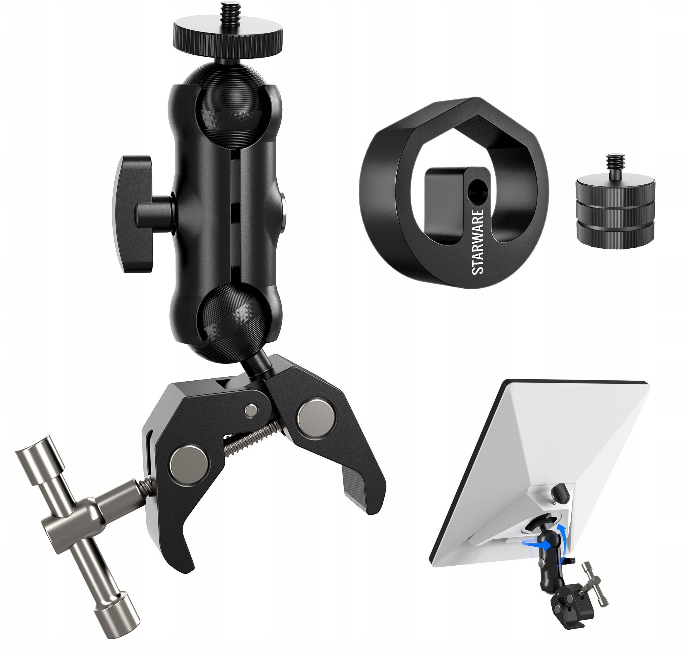 Adapter Uchwyt Mocowanie Klips Imadło Do Starlink Mini Gwint 1/4" + 3/8"