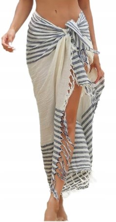 Spódnica na plażę chusta wiązana narzutka plażowa w pasy