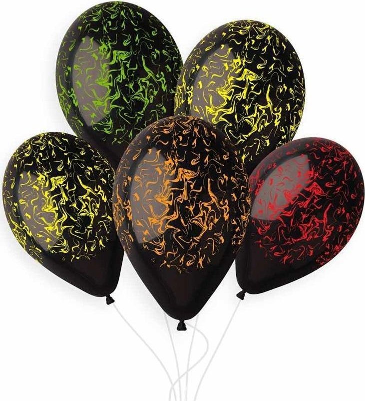 Balony Premium Hel Marble czarne 33cm 5szt