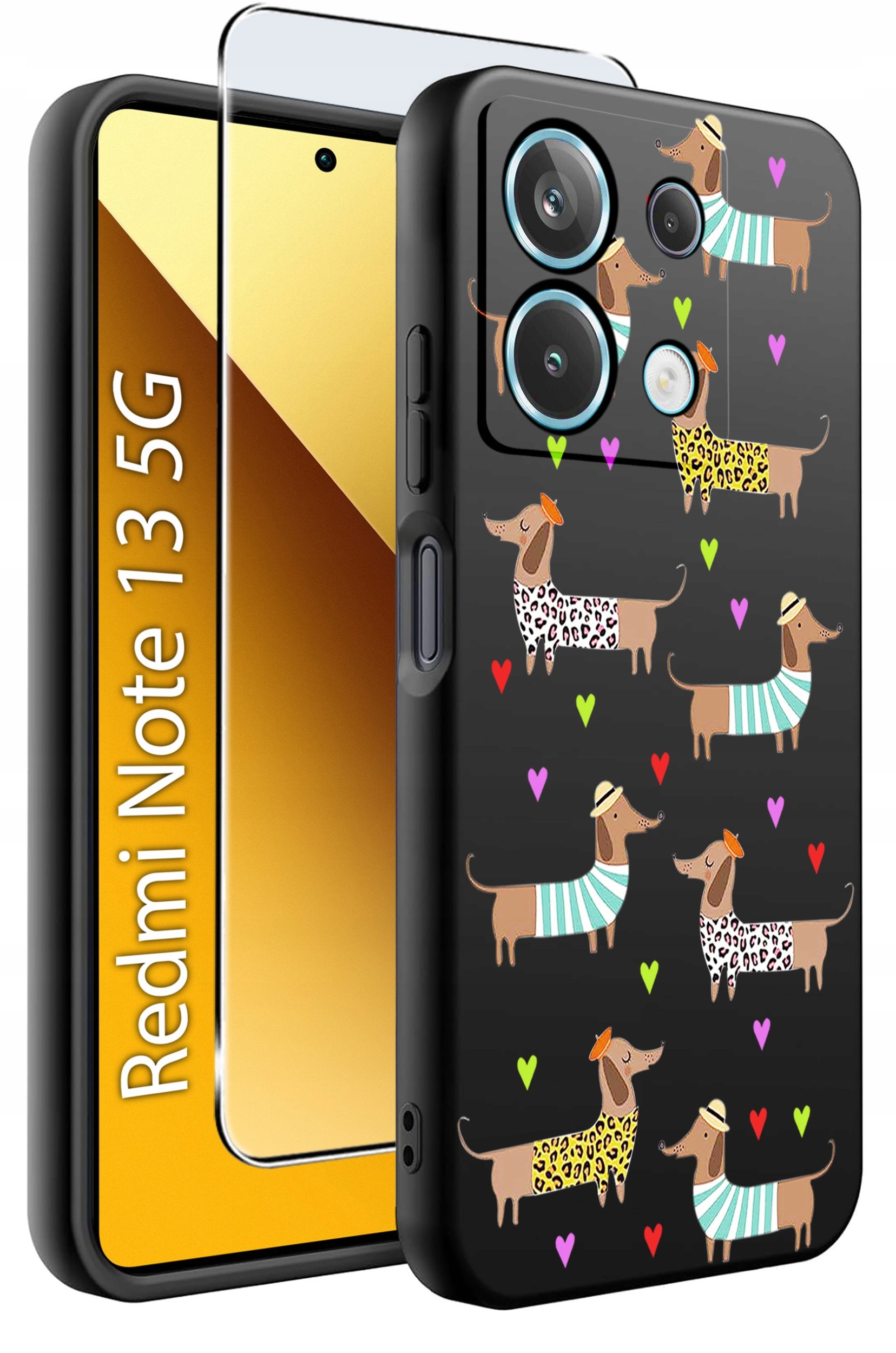 ETUI do Xiaomi Redmi Note 13 5G WZORY |SILIKONOWE MATT CASE +SZKŁO 9H