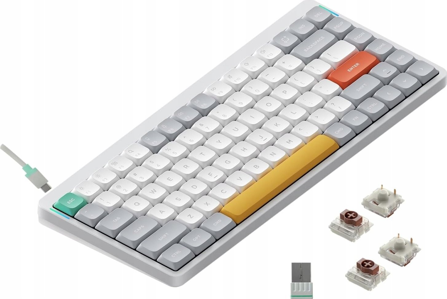 Nuphy - Air75 V2 Wireless Mechanical Keyboard - Bezprzewodowa Klawiatura Mechaniczna Slim Ionic White Brown