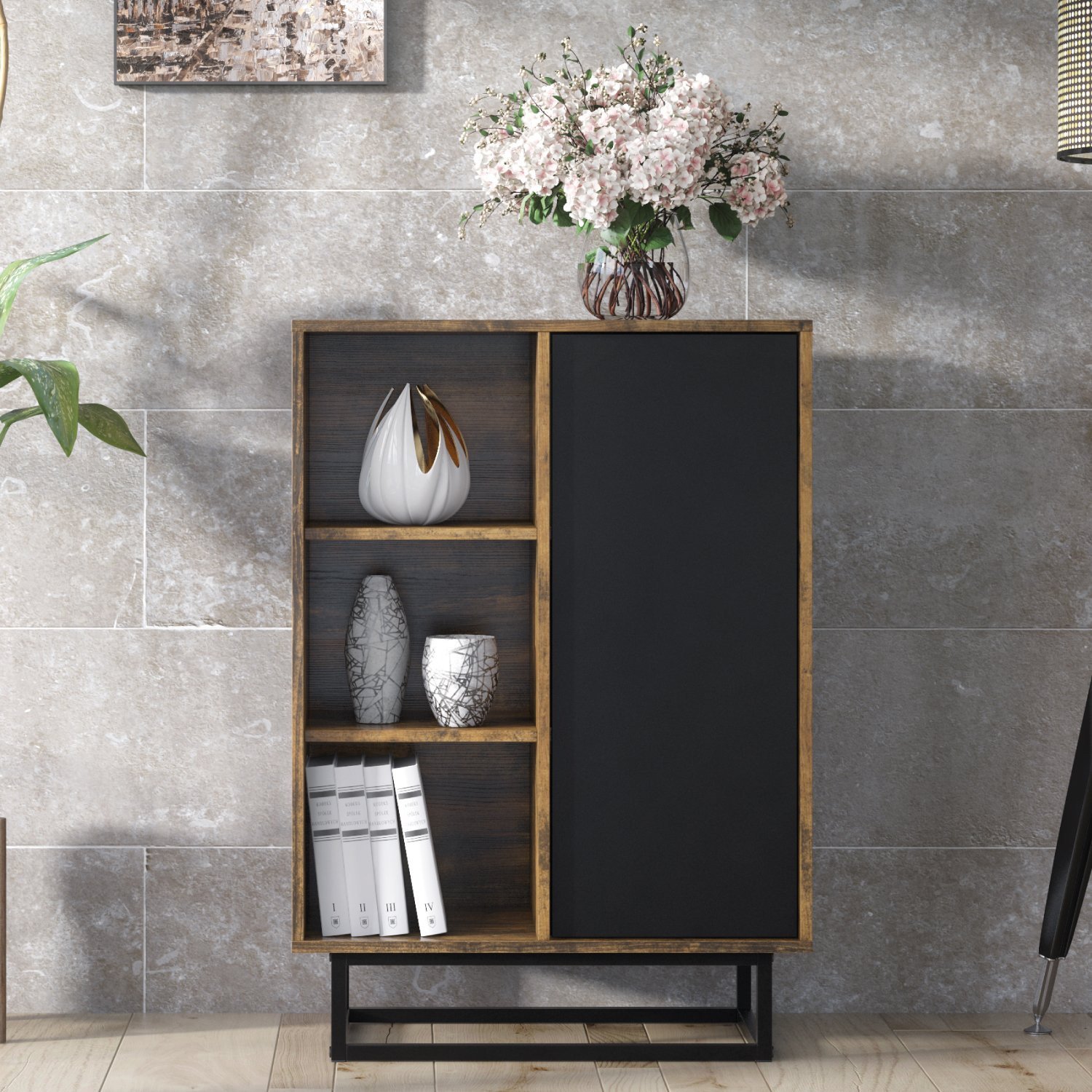 Komoda RTV Elysian 100cm Loft ONE FURNITURE Laminat Brąz Rustrykalny