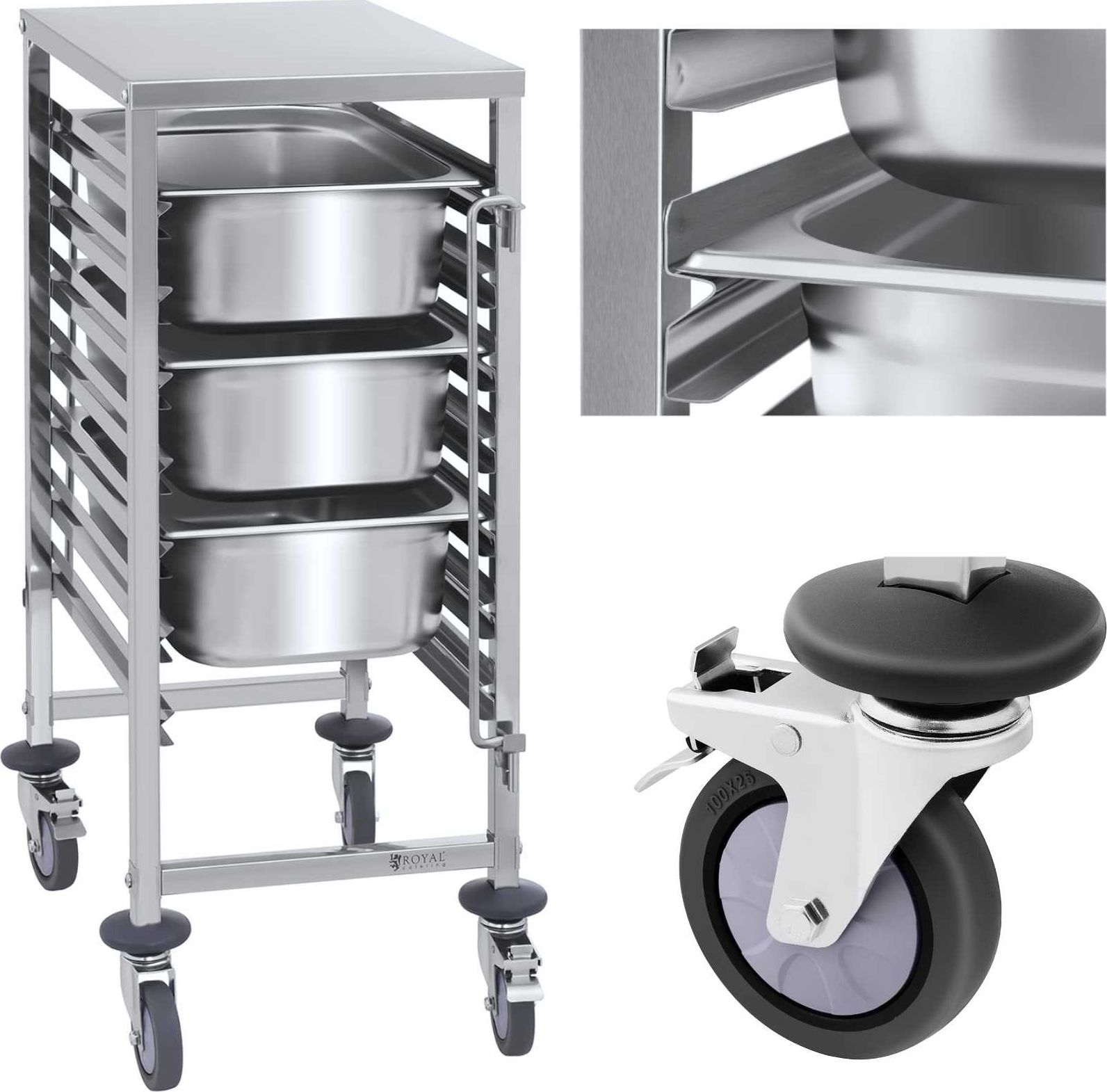 Royal Catering Wózek gastronomiczny transportowy do pojemników 7x GN1/1 nośność do 50kg