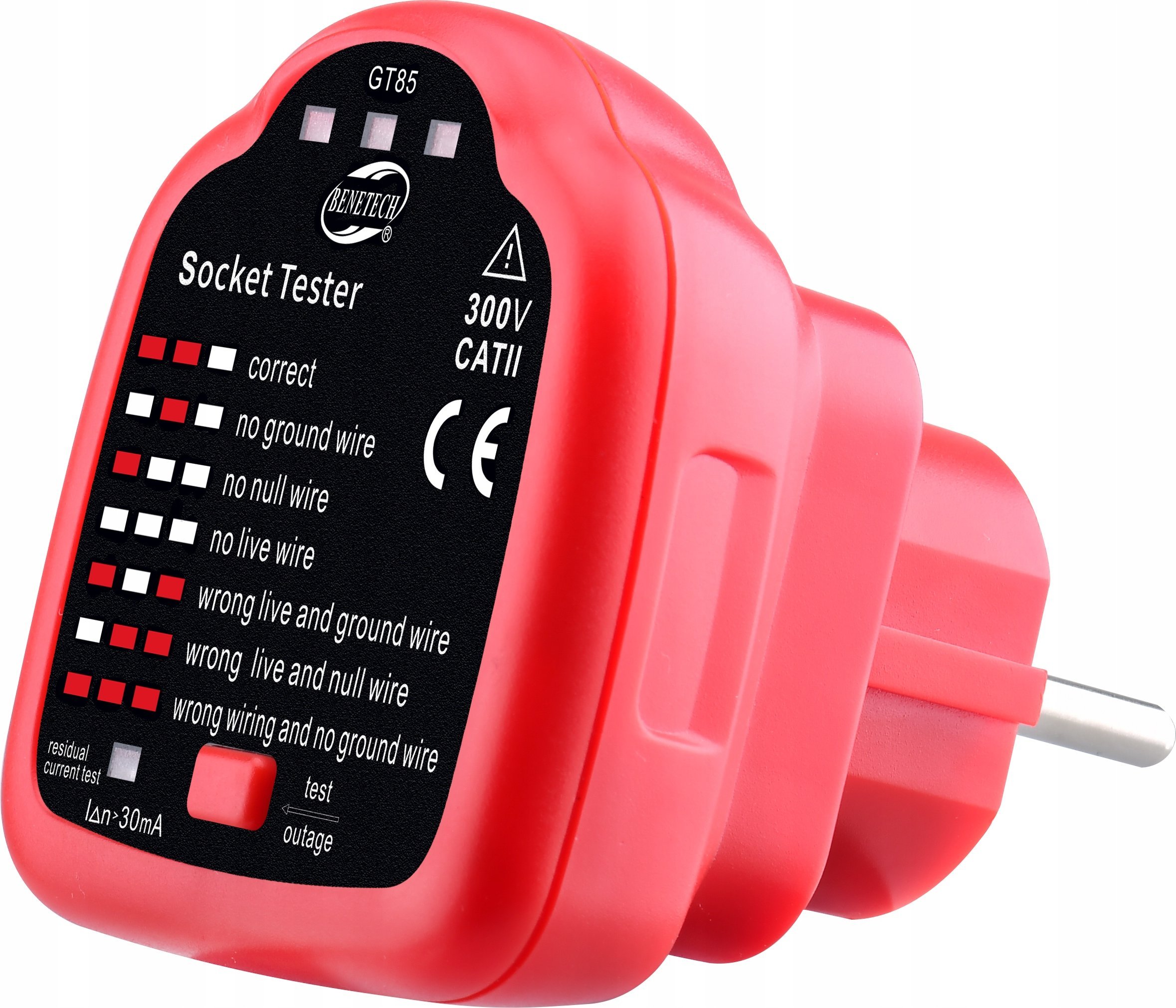 Tester gniazd sieciowych 230V detektor funkcja RCD