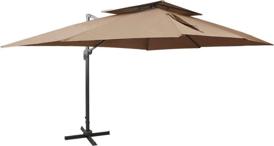 vidaXL Parasol wiszący z podwójną czaszą, taupe, 400x300 cm