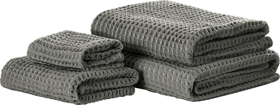 Beliani Komplet 4 ręczników bawełniany szary ATAI