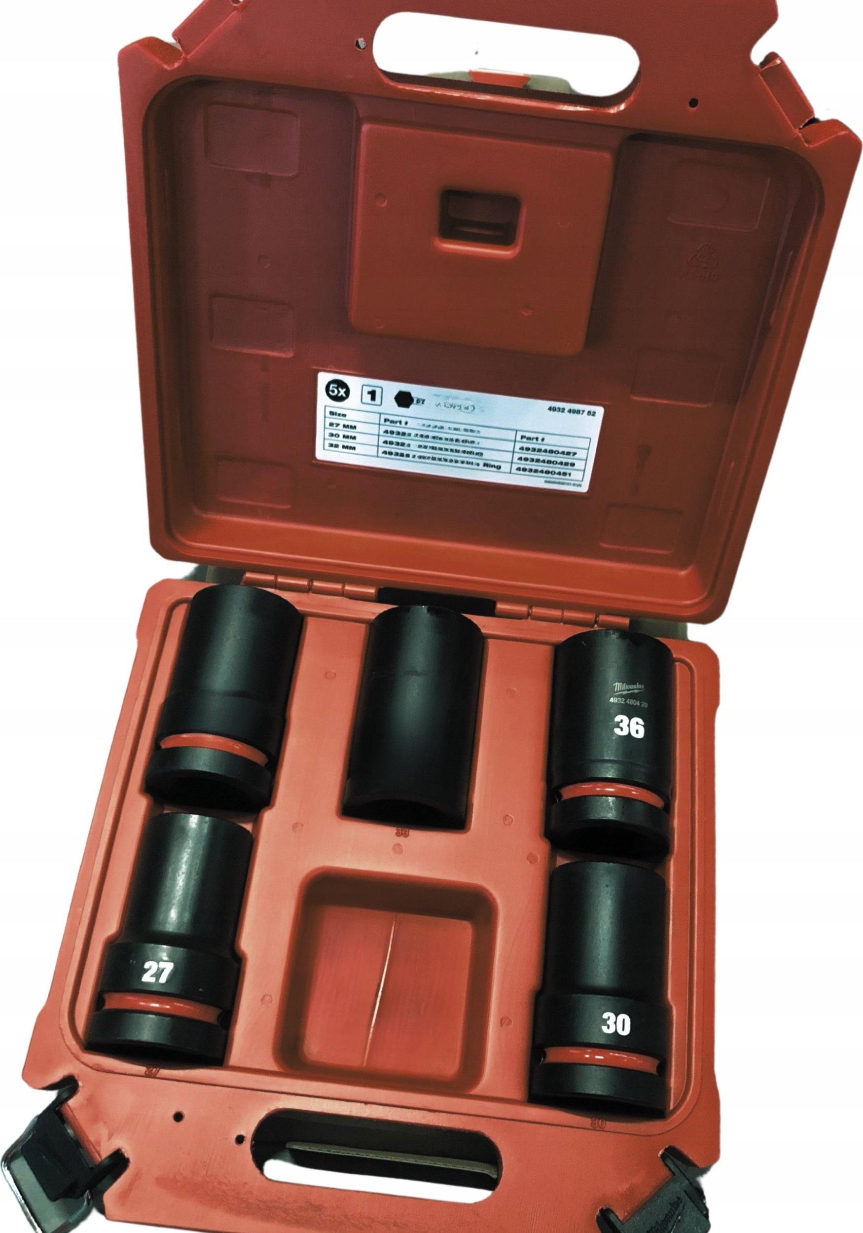 Milwaukee Impact head set (extended) 1" 5 pcs. (27,30,32,33,36mm) Milwaukee