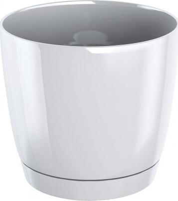 Prosperplast Doniczka z podstawką okrągła Coubi biała 13,5x12,4cm