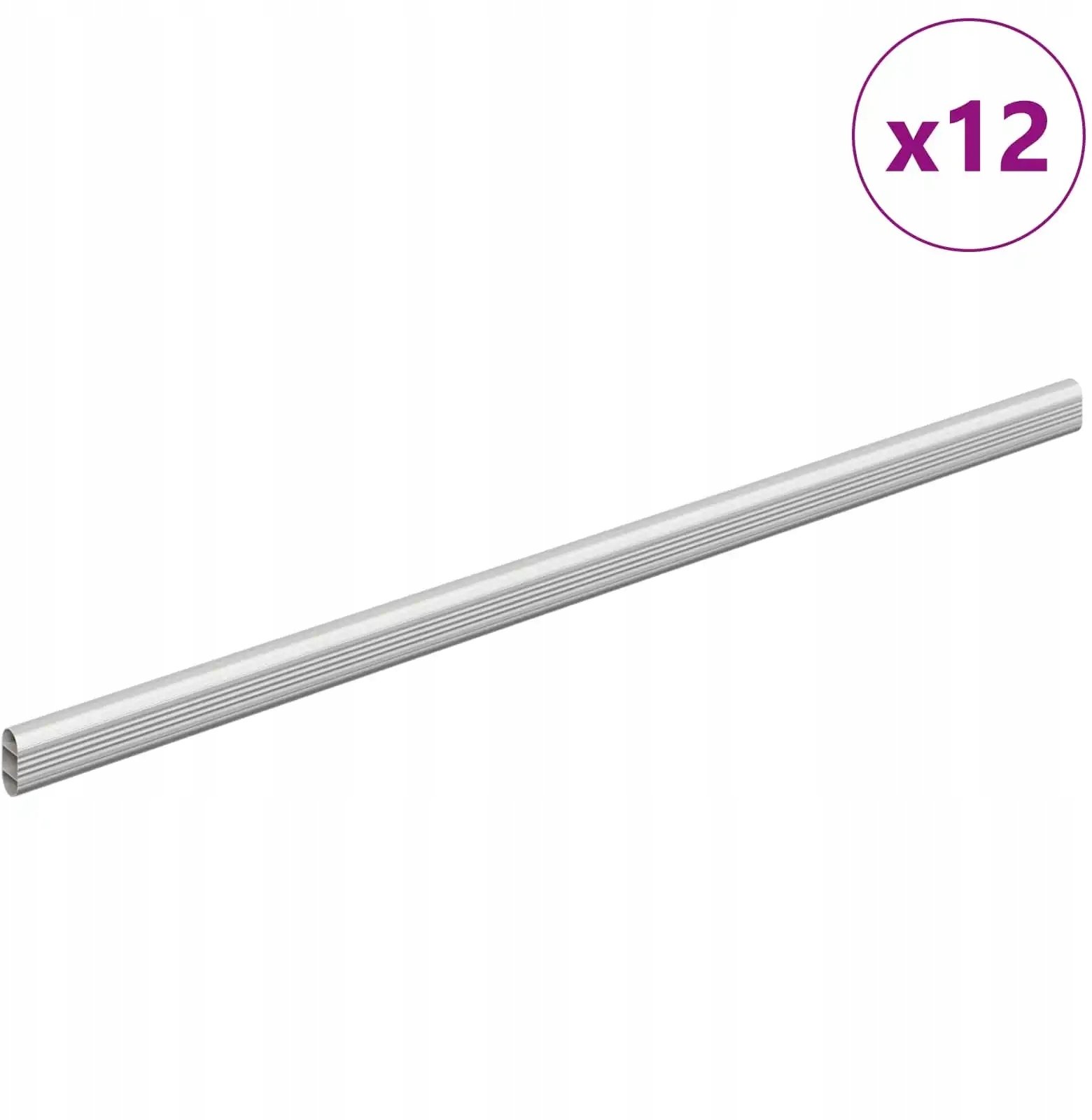 vidaXL Drążek do szafy 12 pcs Srebrny 764 x 15 x 29 mm Stop aluminium