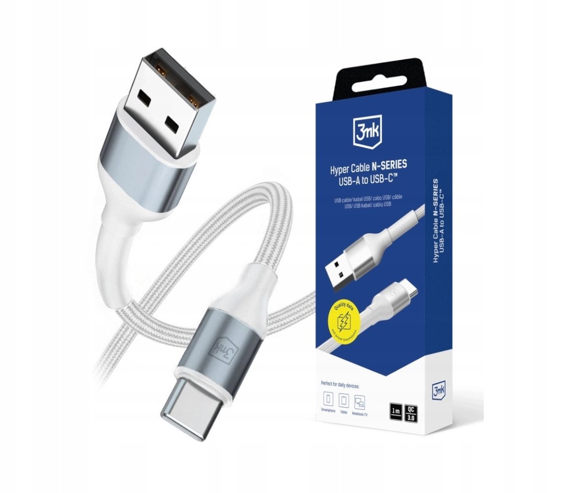 Kabel USB 3MK USB-A - USB-C 1m Biały (3MK17473)