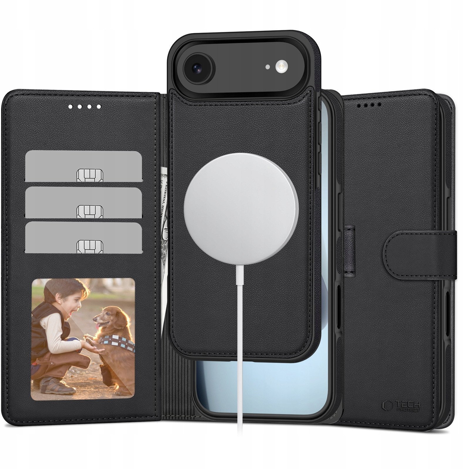 4kom.pl Etui z klapką Tech-protect Wallet MagSafe do Apple iPhone 17 Air Matte Black