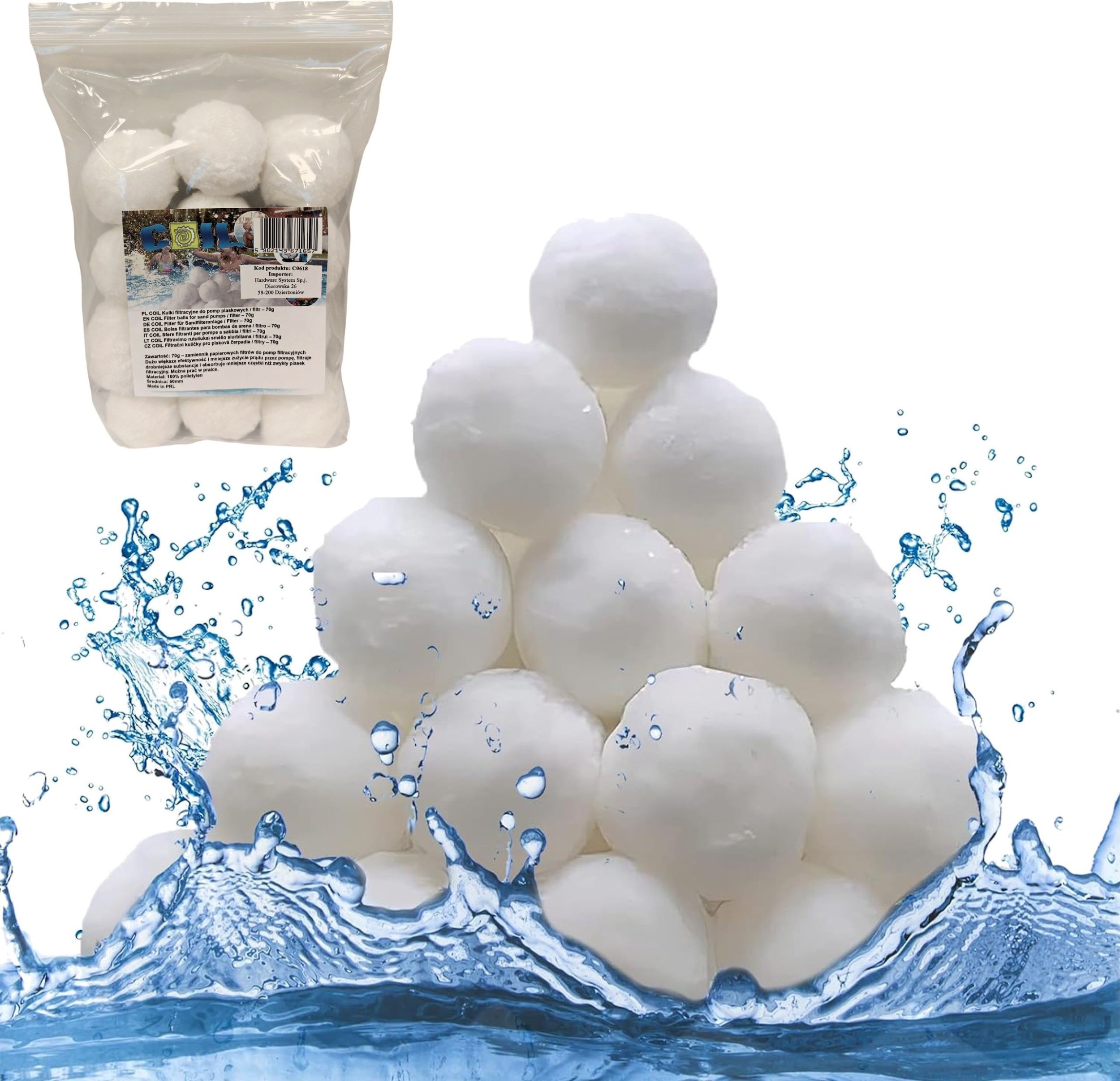 Coil Coil kulki filtracyjne do pompy basenowej opakowanie 70g zamiennik filtrów kartuszowych bestway i intex