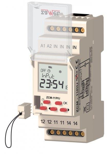 Zamel Programator czasowy 1-kanałowy tygodniowy 224-250V AC 30-300V DC z pamięcią zewnętrzną (ZCM-11P/U)