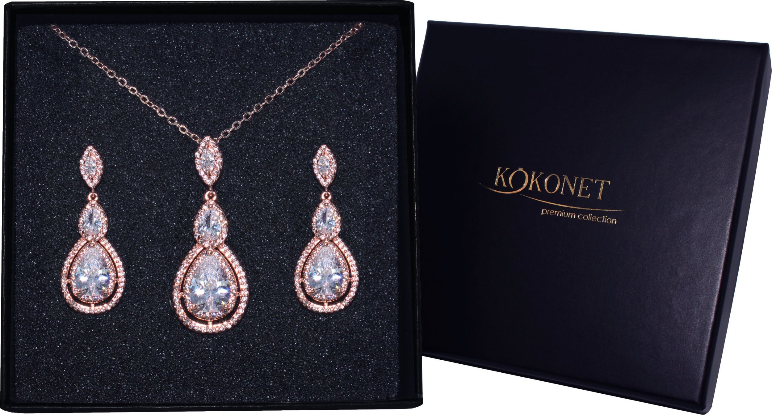 KOKONET Zestaw biżuterii prezent pudełko ROSE GOLD damski