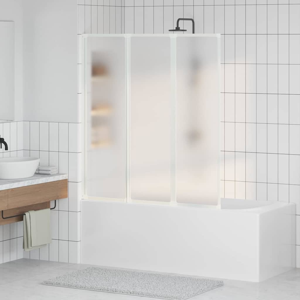 Parawan nawannowy vidaXL Ekran do kąpieli Mrożony 132 x 140 cm Aluminium & Panel PP