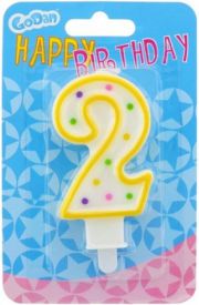 GoDan Świeczka urodzinowa cyferka 2 z kropeczkami